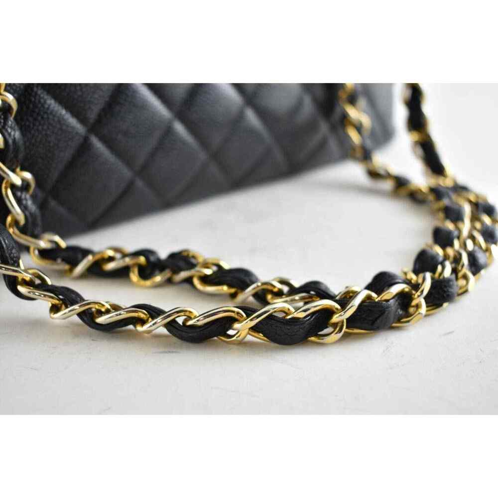 Chanel Vintage Black Caviar Gold 24K Jumbo Flap CC Logo Shoulder Crossbody Bag - Picture 4 of 12